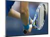 Detail of Tennis Player Holding the Racquet and Ball About to Serve-null-Mounted Photographic Print