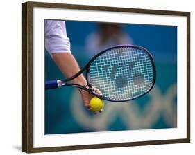 Detail of Tennis Racquet and Ball-null-Framed Photographic Print