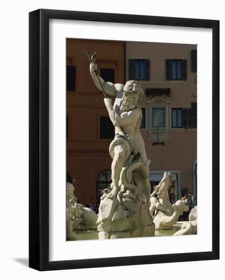 Detail of the 19th Century Fontana Del Nettuno, Piazza Navona, Rome, Lazio, Italy, Europe-Tomlinson Ruth-Framed Photographic Print