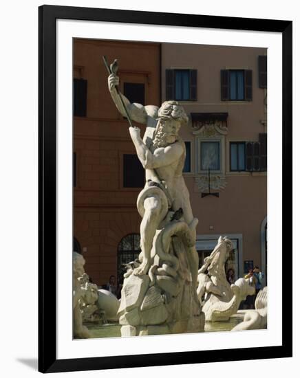 Detail of the 19th Century Fontana Del Nettuno, Piazza Navona, Rome, Lazio, Italy, Europe-Tomlinson Ruth-Framed Photographic Print