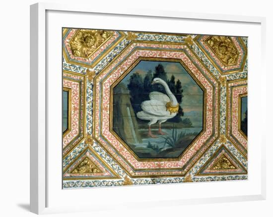 Detail of the Ceiling Decoration in the Salon of the Swans, 15th Century-null-Framed Giclee Print