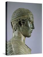 Detail of the Charioteer of Delphi, also known as Heniokhos-null-Stretched Canvas