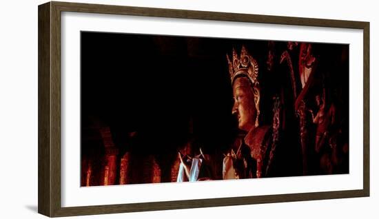 Detail of the clay statue representing Maitreya Buddha in the middle floor of Jambay Lhakhang in...-null-Framed Photographic Print