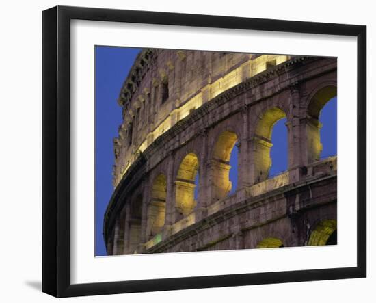 Detail of the Colosseum Illuminated after Dark, Rome, Lazio, Italy, Europe-Tomlinson Ruth-Framed Photographic Print