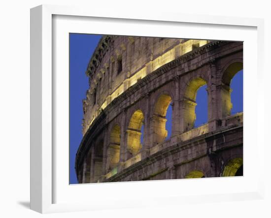 Detail of the Colosseum Illuminated after Dark, Rome, Lazio, Italy, Europe-Tomlinson Ruth-Framed Photographic Print