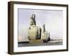 Detail of the Colossi of Memnon, Thebes, Egypt, December 4th 1838 (1846)-Louis Haghe-Framed Giclee Print