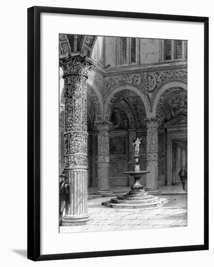 Detail of the Courtyard of the Palazzo Vecchio, 1842-null-Framed Giclee Print