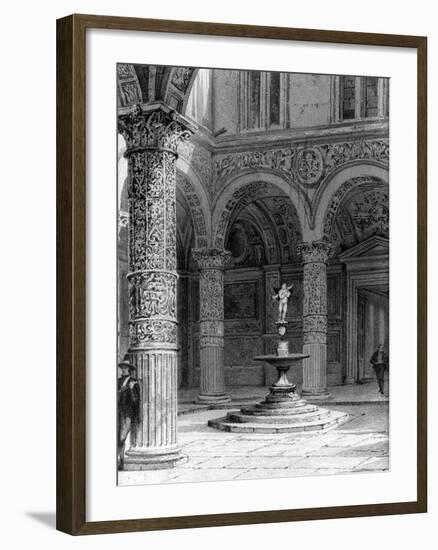 Detail of the Courtyard of the Palazzo Vecchio, 1842-null-Framed Giclee Print