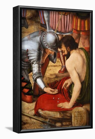 Detail of the Crucifixion by Andrea di Bartolo, of two Roman soldiers gambling the Christ's tunic-Godong-Framed Photographic Print