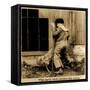 Detail of The Early Bird Catches the Worm Stereoscopic Card C.1900-null-Framed Stretched Canvas