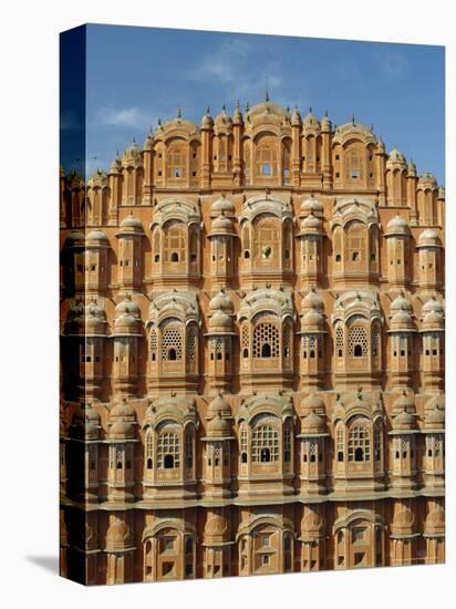 Detail of the Facade of the Palace of the Winds or Hawa Mahal, Rajasthan, India-Jeremy Bright-Stretched Canvas