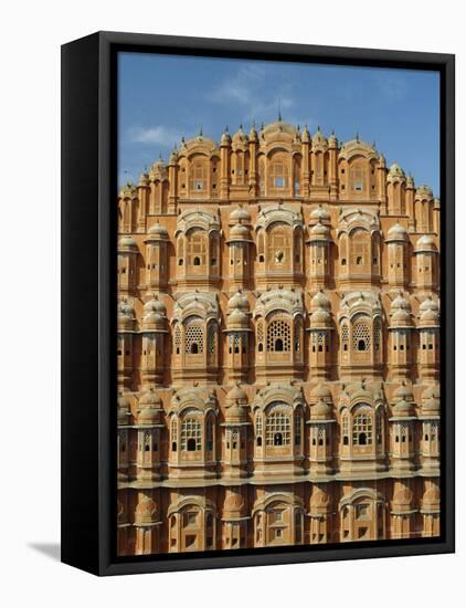 Detail of the Facade of the Palace of the Winds or Hawa Mahal, Rajasthan, India-Jeremy Bright-Framed Stretched Canvas