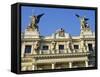 Detail of the Facade of Vinohrady Theatre, Built in 1909, on Namesti Miru (Square), Prague-Richard Nebesky-Framed Stretched Canvas