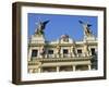 Detail of the Facade of Vinohrady Theatre, Built in 1909, on Namesti Miru (Square), Prague-Richard Nebesky-Framed Photographic Print