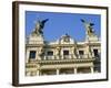 Detail of the Facade of Vinohrady Theatre, Built in 1909, on Namesti Miru (Square), Prague-Richard Nebesky-Framed Photographic Print
