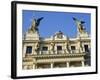 Detail of the Facade of Vinohrady Theatre, Built in 1909, on Namesti Miru (Square), Prague-Richard Nebesky-Framed Photographic Print