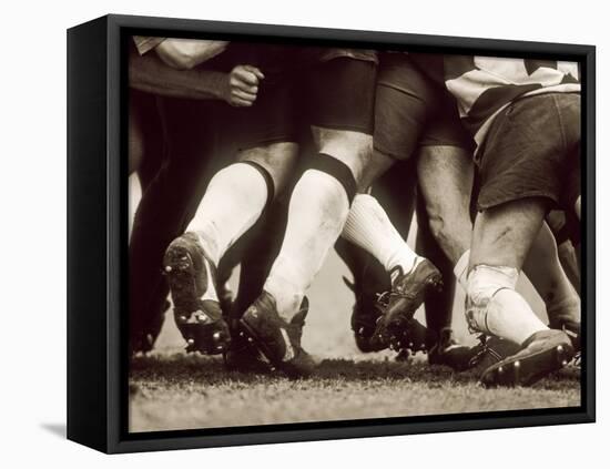 Detail of the Feet of a Group of Ruby Players in a Scrum, Paris, France-null-Framed Stretched Canvas