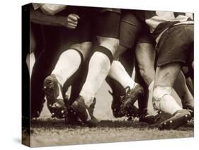 Detail of the Feet of a Group of Ruby Players in a Scrum, Paris, France-null-Stretched Canvas