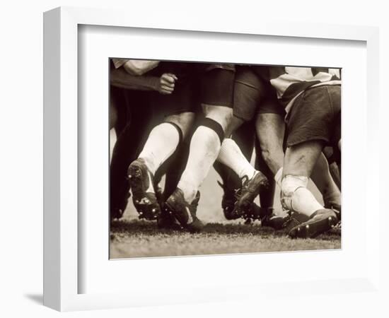 Detail of the Feet of a Group of Ruby Players in a Scrum, Paris, France-null-Framed Photographic Print