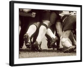 Detail of the Feet of a Group of Ruby Players in a Scrum, Paris, France-null-Framed Photographic Print