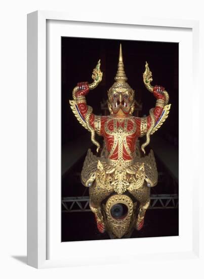 Detail of the Figure-Head and of the Wooden Decorations on the Bow of a Royal Boat in Bangkok-null-Framed Giclee Print