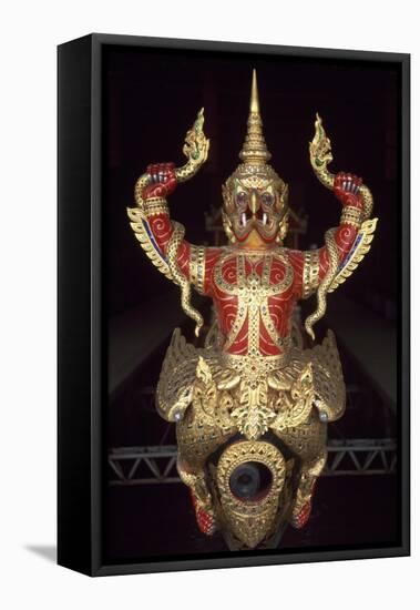 Detail of the Figure-Head and of the Wooden Decorations on the Bow of a Royal Boat in Bangkok-null-Framed Stretched Canvas