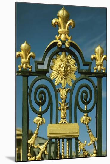 Detail of the Grille D'Honneur of Fleur De Lys and the Emblem of Louis XIV (1638-1715)-null-Mounted Giclee Print