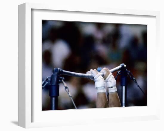 Detail of the Hands of Male Gymnast Grabing the High Bar-Paul Sutton-Framed Photographic Print