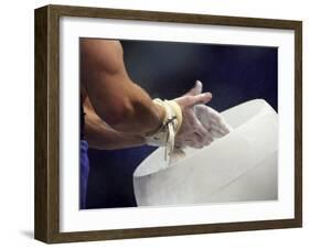 Detail of the Hands of Male Gymnast Preparing for Competition-Paul Sutton-Framed Photographic Print