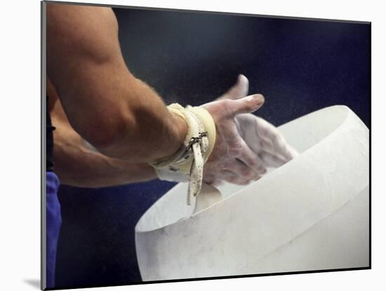Detail of the Hands of Male Gymnast Preparing for Competition-Paul Sutton-Mounted Photographic Print