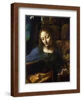 Detail of the Head of the Virgin, from the Virgin of the Rocks-Leonardo da Vinci-Framed Giclee Print