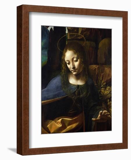 Detail of the Head of the Virgin, from the Virgin of the Rocks-Leonardo da Vinci-Framed Giclee Print