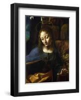 Detail of the Head of the Virgin, from the Virgin of the Rocks-Leonardo da Vinci-Framed Giclee Print