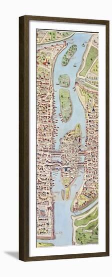 Detail of the Ile De La Cité, from the Map of Paris C. 1540, known as the 'Plan De La…-Caroline Naudet-Framed Premium Giclee Print