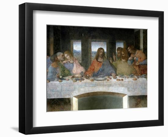Detail of the Last Supper: on the Left the Apostles Judas, Peter and John, Christ in the Centre And-Leonardo Da Vinci-Framed Giclee Print