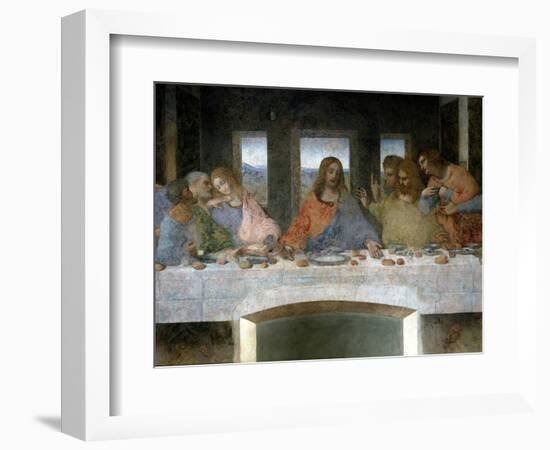 Detail of the Last Supper: on the Left the Apostles Judas, Peter and John, Christ in the Centre And-Leonardo Da Vinci-Framed Giclee Print