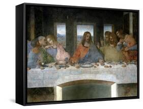 Detail of the Last Supper: on the Left the Apostles Judas, Peter and John, Christ in the Centre And-Leonardo Da Vinci-Framed Stretched Canvas