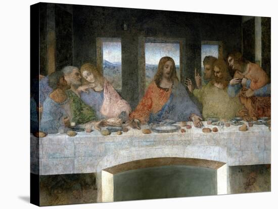 Detail of the Last Supper: on the Left the Apostles Judas, Peter and John, Christ in the Centre And-Leonardo Da Vinci-Stretched Canvas