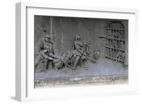 Detail of the Maid of Orleans in Prison at Base of Joan of Arc's Equestrian Statue-null-Framed Giclee Print