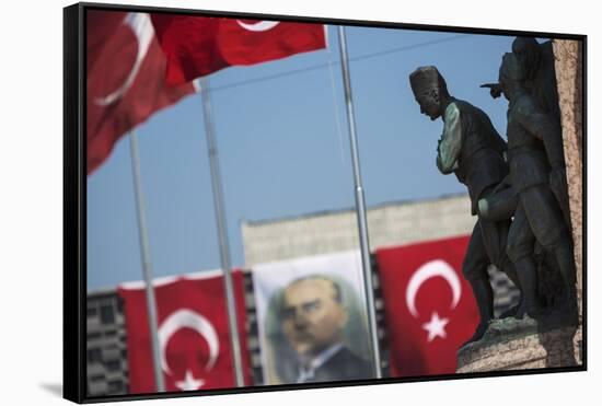 Detail of the Monument of the Republic in Taksim Square.-Jon Hicks-Framed Stretched Canvas