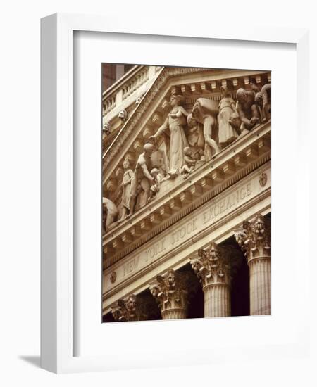 Detail of the New York Stock Exchange Facade, Manhattan, New York City, USA-Nigel Francis-Framed Photographic Print