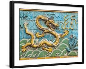 Detail of the Nine Dragons Screen, Palace of Tranquility and Longevity, Forbidden City, Beijing, Ch-Neale Clark-Framed Photographic Print