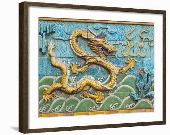 Detail of the Nine Dragons Screen, Palace of Tranquility and Longevity, Forbidden City, Beijing, Ch-Neale Clark-Framed Photographic Print