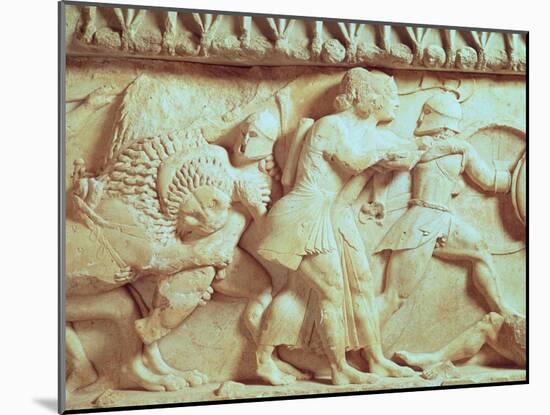 Detail of the North Frieze of the Siphnian Treasury Depicting Gods Fighting Giants, circa 525 BC-null-Mounted Giclee Print