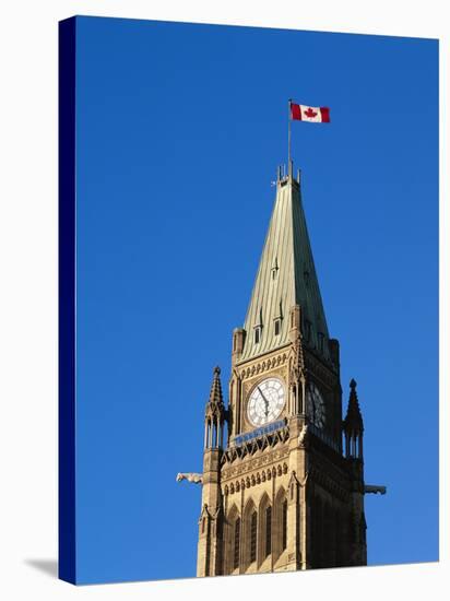 Detail of the Peace Tower, Ottawa, Ontario, Canada-Walter Bibikow-Stretched Canvas