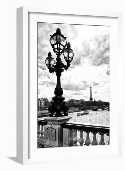 Detail of the Pont  Alexander III bridge - with the Eiffel Tower in the background - Seine River --Philippe Hugonnard-Framed Photographic Print