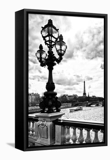 Detail of the Pont  Alexander III bridge - with the Eiffel Tower in the background - Seine River --Philippe Hugonnard-Framed Stretched Canvas