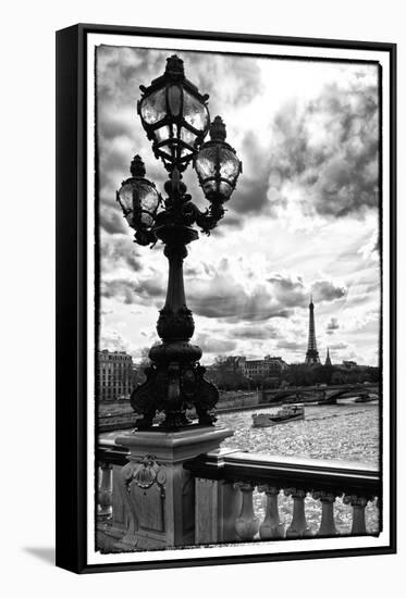 Detail of the Pont  Alexander III bridge - with the Eiffel Tower in the background - Seine River --Philippe Hugonnard-Framed Stretched Canvas