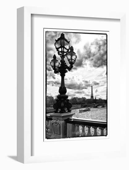 Detail of the Pont  Alexander III bridge - with the Eiffel Tower in the background - Seine River --Philippe Hugonnard-Framed Photographic Print