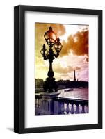 Detail of the Pont  Alexander III bridge - with the Eiffel Tower in the background - Seine River --Philippe Hugonnard-Framed Photographic Print